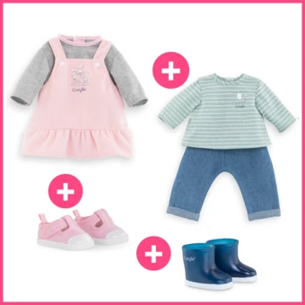 Dressing Bords de Loire et chaussures pour poupon 36 cm