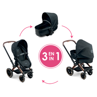 Landau 3 en 1 Cybex Priam Noir pour poupon 36 / 42 / 52 cm