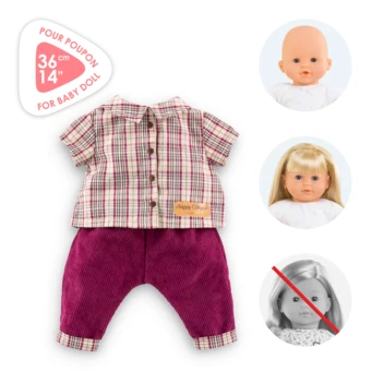 Chemise à Carreaux & Pantalon Petit Explorateur pour poupon 36 cm