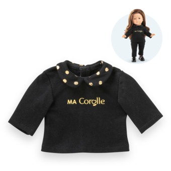 T-Shirt Noir et Or Manches Longues pour poupée ma Corolle