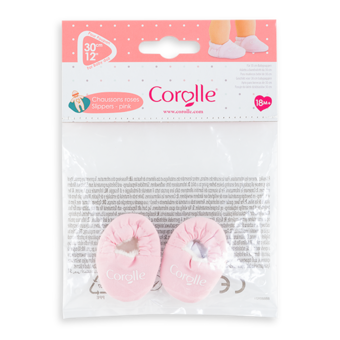 Chaussons roses pour poupon 30 cm