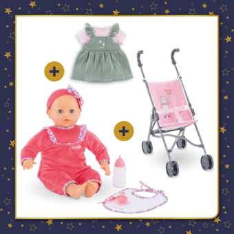 Lila Chérie se balade en Poussette Canne Rose