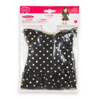 Petite Robe Noire - Pois Or pour poupée ma Corolle