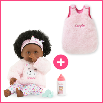 Bébé Calin Caroline et Turbulette Peluche Rose
