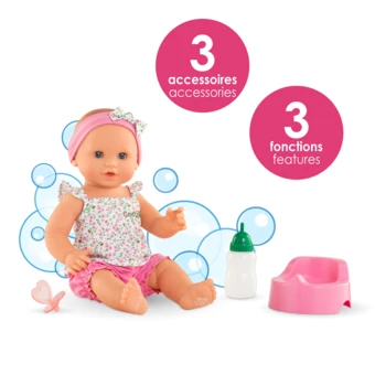 Poupon Emma fait pipi - Fleurie avec ses accessoires