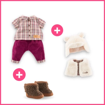 Ensemble à carreaux pour poupon 36 cm