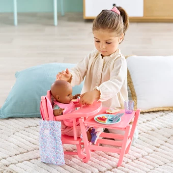 Chaise Haute Rose pour poupon 36 et 42 cm