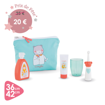 Trousse de toilette et accessoires pour poupon 36 et 42 cm