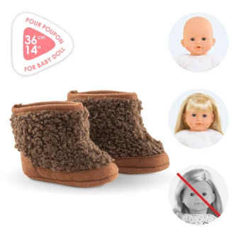 Bottes Moumoute Marron pour poupon 36 cm