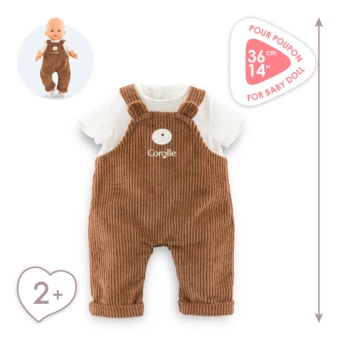 T-Shirt & Salopette Ours Petit Explorateur pour poupon 36 cm