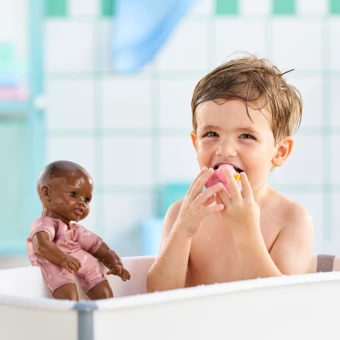 Poupon Bébé Bain Alyzée Tulipes