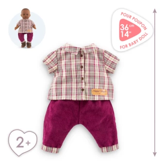 Chemise à Carreaux & Pantalon Petit Explorateur pour poupon 36 cm