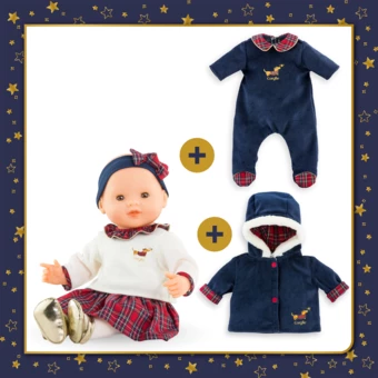 Mon grand Poupon Suzanne, Manteau et Pyjama Corolle en Fêtes