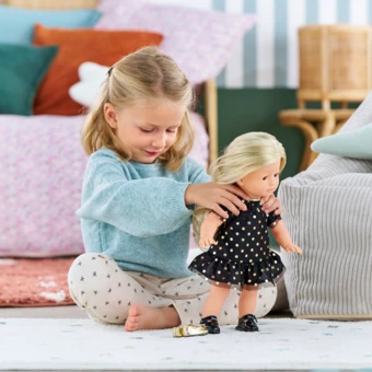 Petite Robe Noire - Pois Or pour poupée ma Corolle