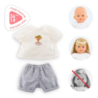 T-Shirt & Short Petit Explorateur pour poupon 36 cm
