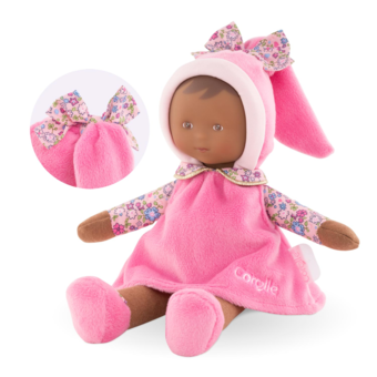 doudou Corolle Poupee Rose Col Fleuri Cœur Pantin