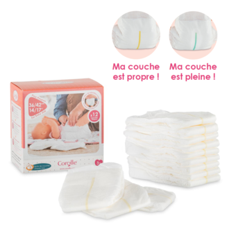 Boîte de 12 couches pour poupon 36 et 42 cm