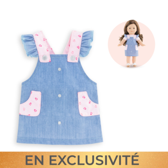 Robe à Bretelles en Jean pour poupée ma Corolle