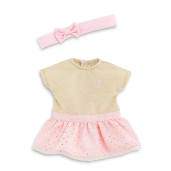 Robe de Fête Dorée et Bandeau pour poupée ma Corolle