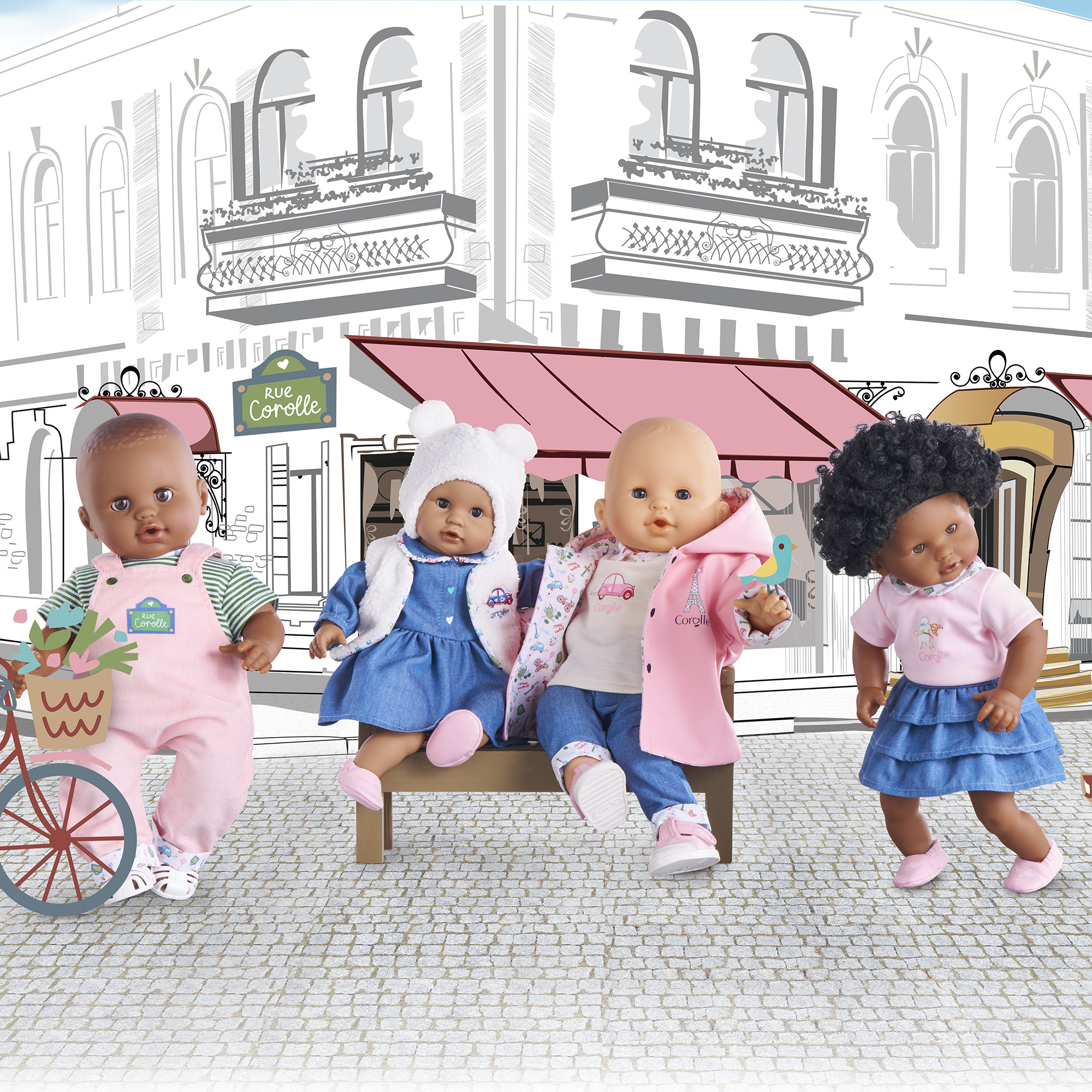 Corolle Popkleding Set – T-shirt & Overall 'Een Weekend In Parijs' Voor 36 Cm Poppen, Geschikt Vanaf 2 Jaar