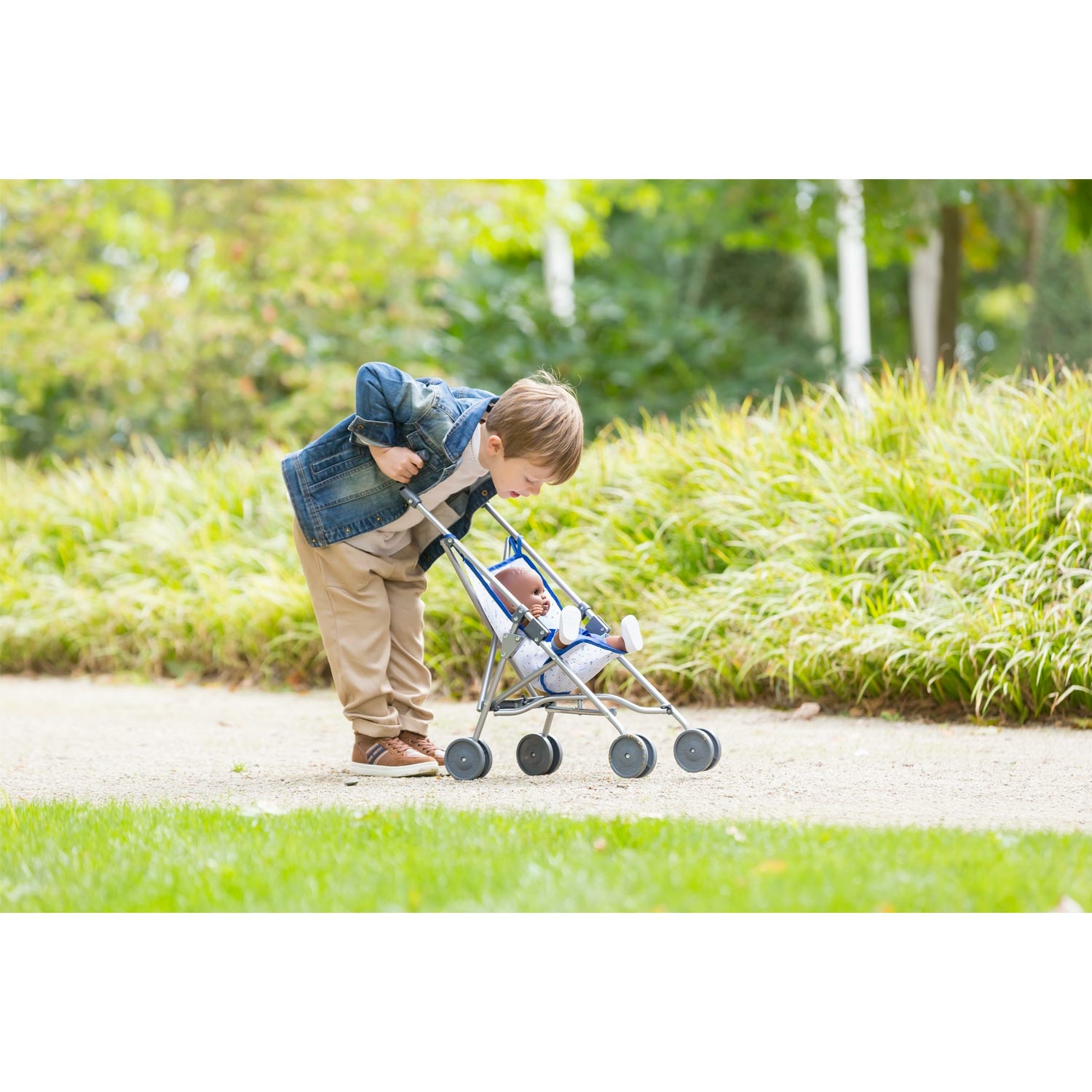 Poussette Canne Bleue pour poupon 36 42 52 cm Corolle