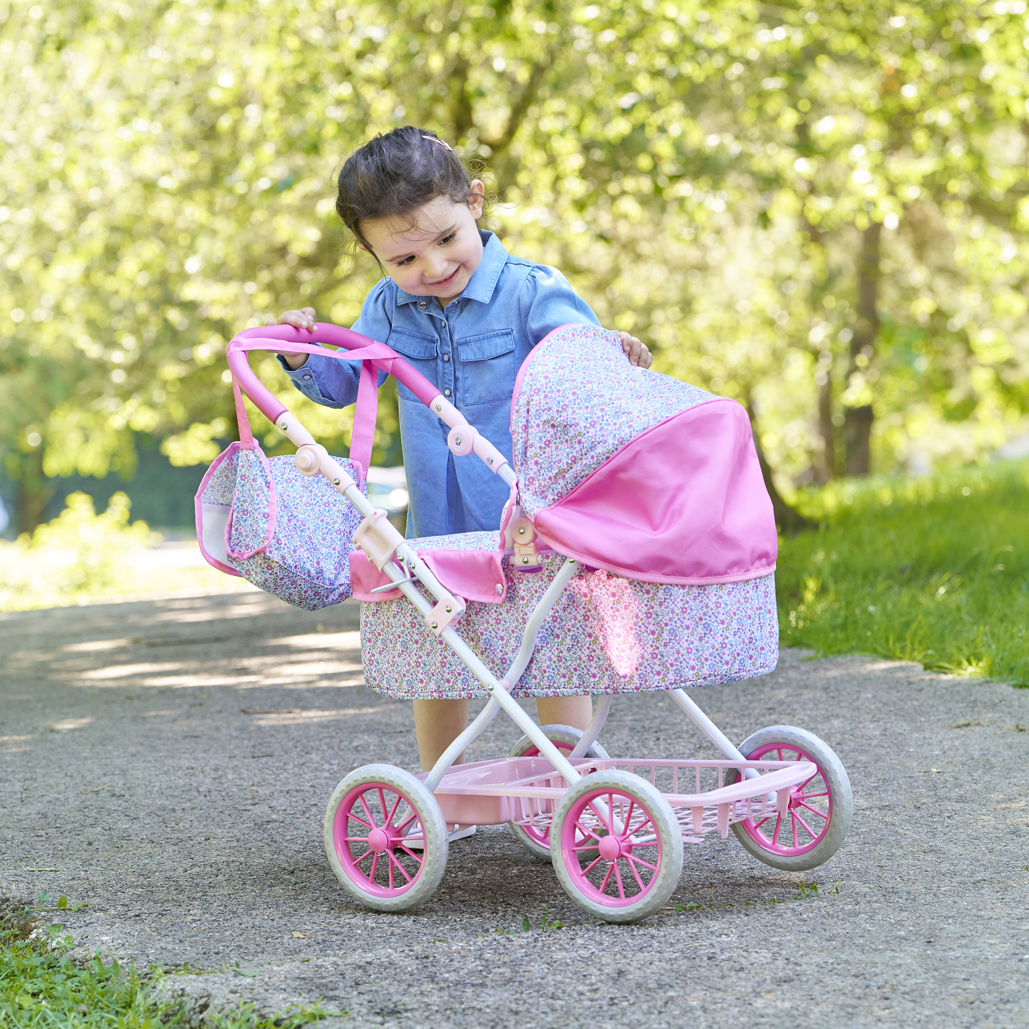 Landau Floral pour poupons 36 / 42 / 52 cm